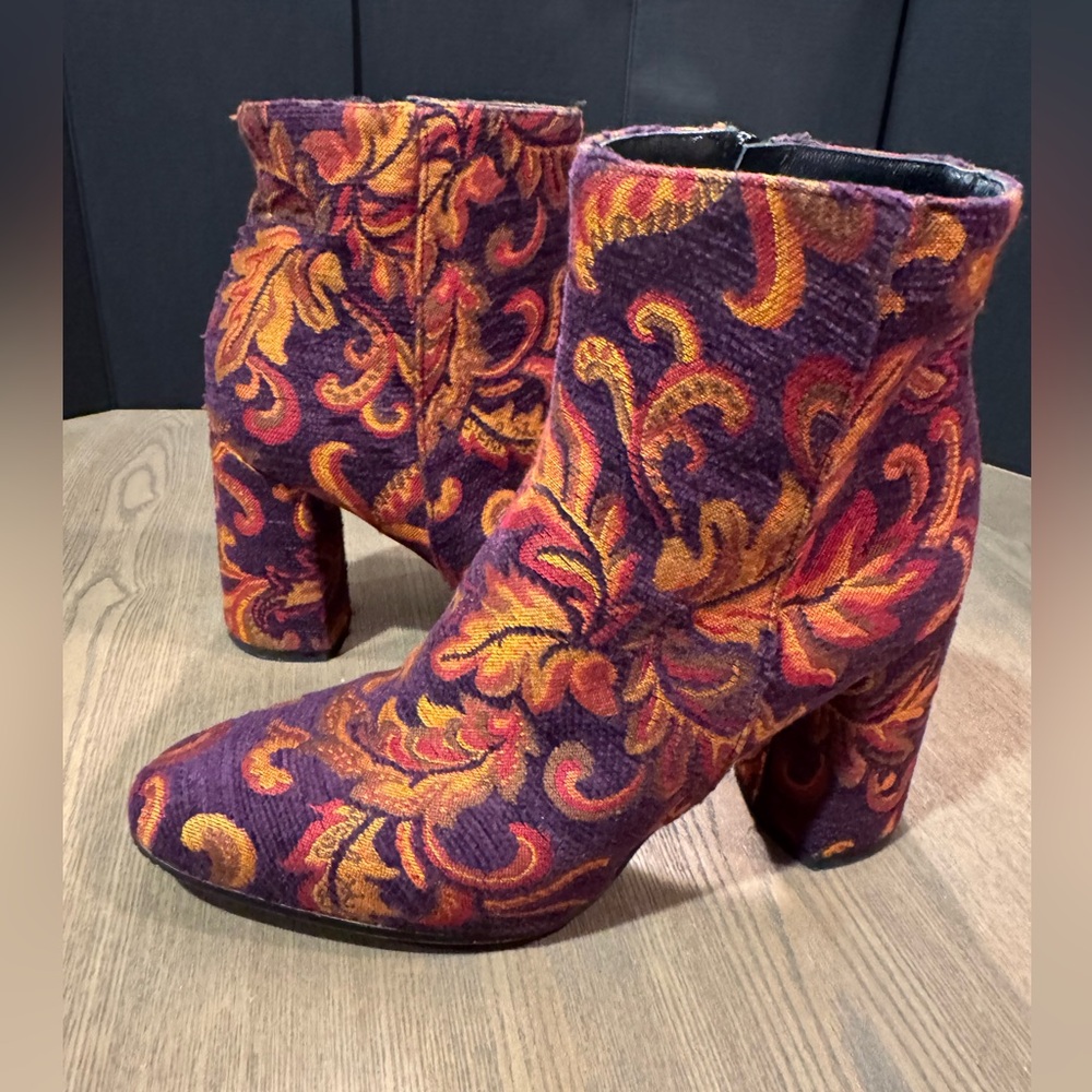 Linea Azzurra: Made in Italy: Floral Baroque Patterned Ankle Boots women size 37 - Picture 2 of 12